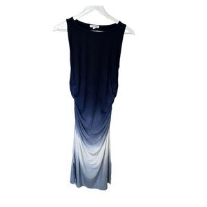 Athleta Rayon Spandex‎ Blend Blue Ombre ruched Bodycon Maxi Midi Dress Size M